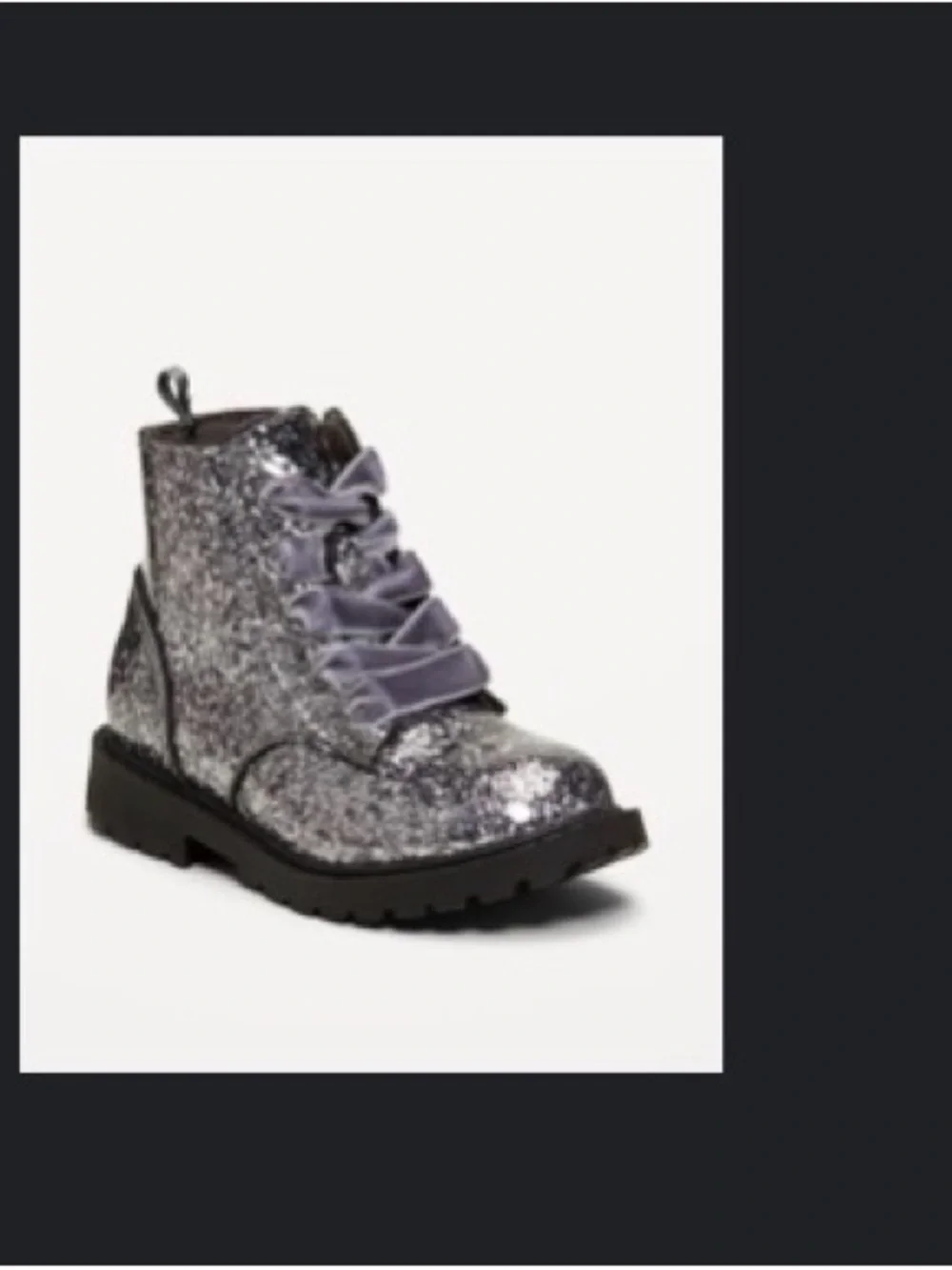 Girls' Silver Glitter Lace-Up Ankle Boots - Toddler Girls
